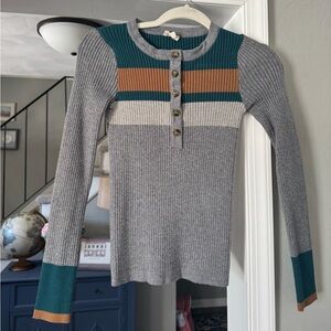 Bohme color block ribbed henley S